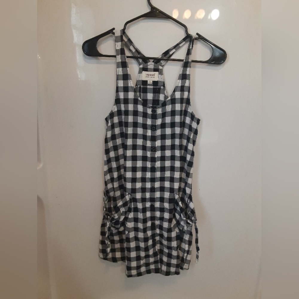 Yoshion Women's Plaid Checkered Design Top/Mini Dress S